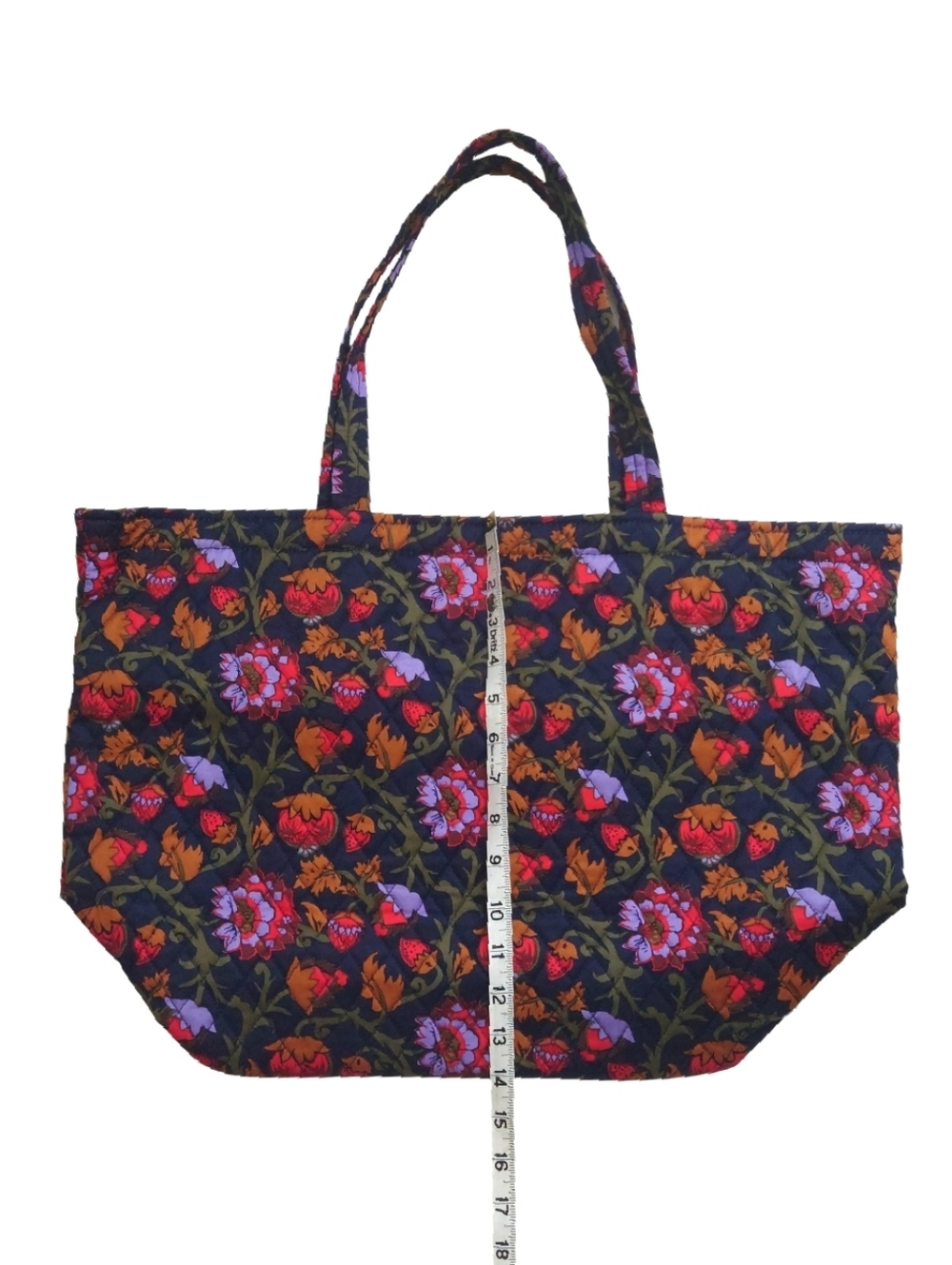VERA BRADLEY Marston Grand Tote Bag Quilted Cotton Midnight Garden Vines - Picture 4 of 11